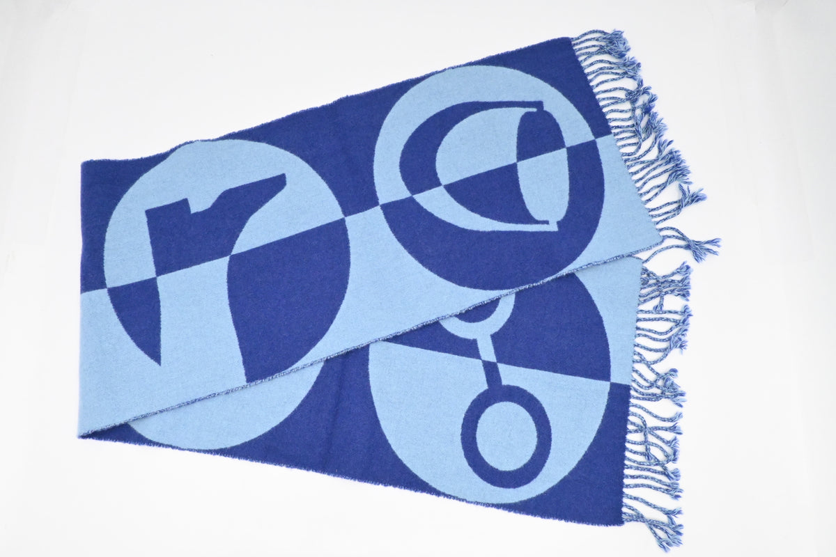 Hermes Casaque Charms Scarf in Blue Cashmere