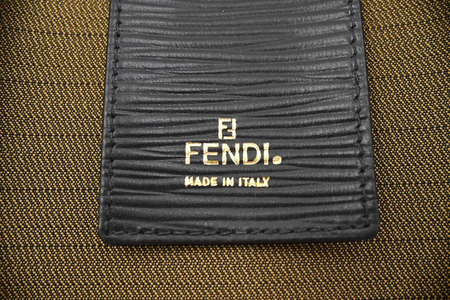 Fendi Key Case in Black Textured Leather