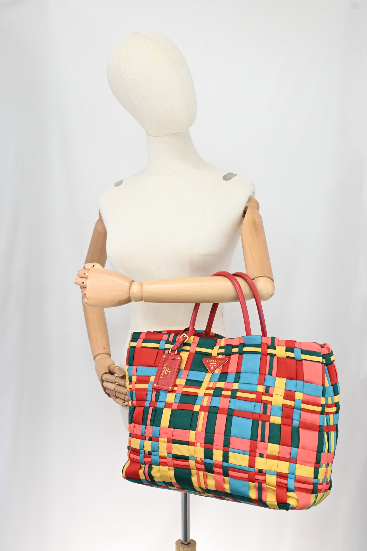 Prada Large Tote in Multicolor Weaved Nylon