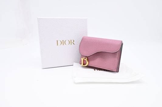 Dior Saddle Compact Wallet in Pink Leather