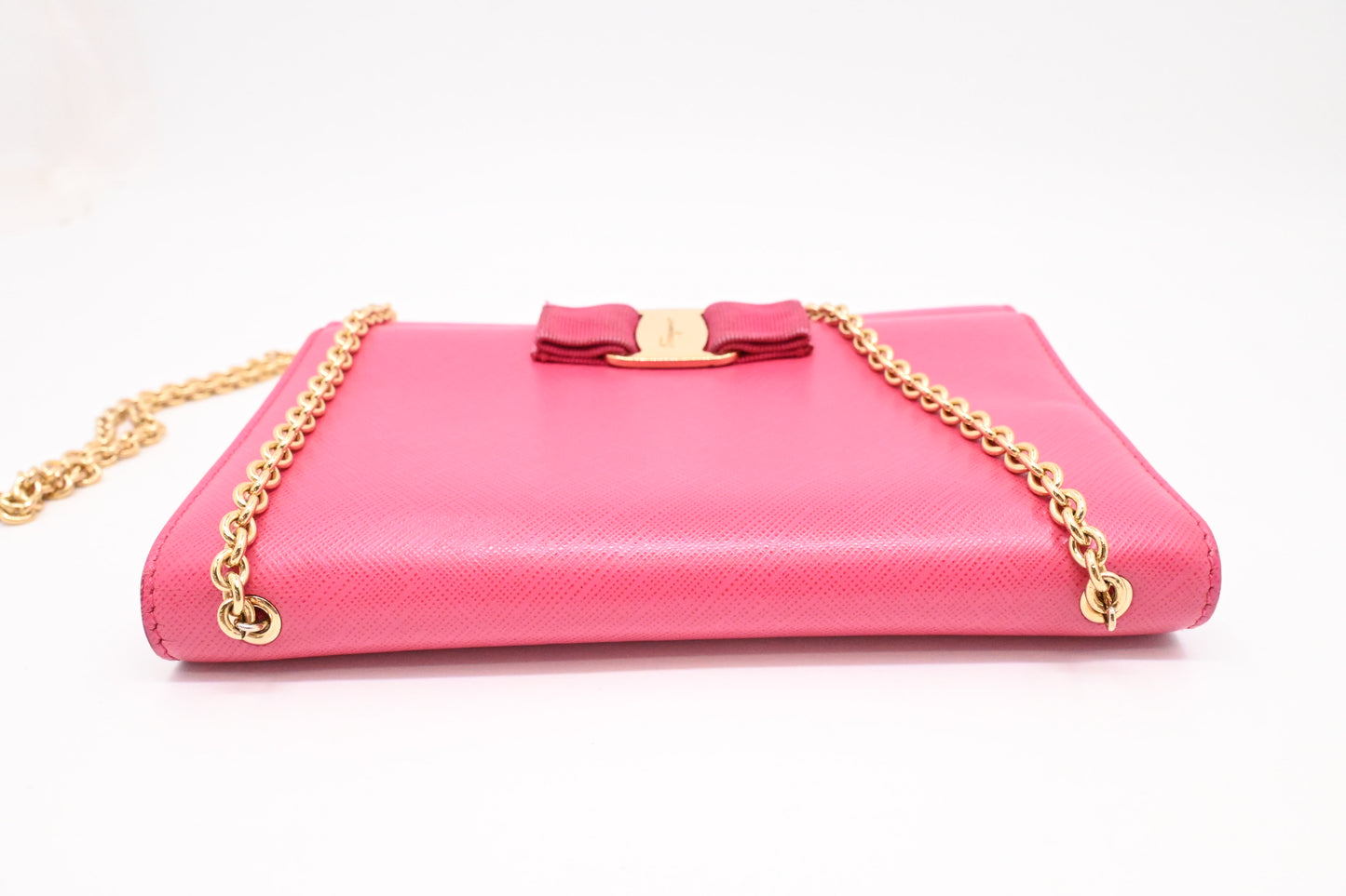 Ferragamo Chain Crossbody in Pink Leather