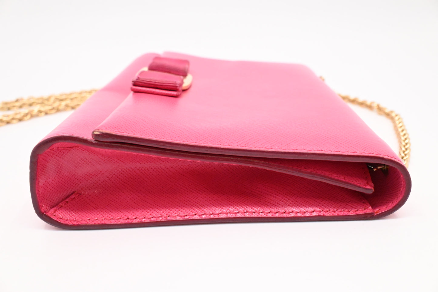 Ferragamo Chain Crossbody in Pink Leather