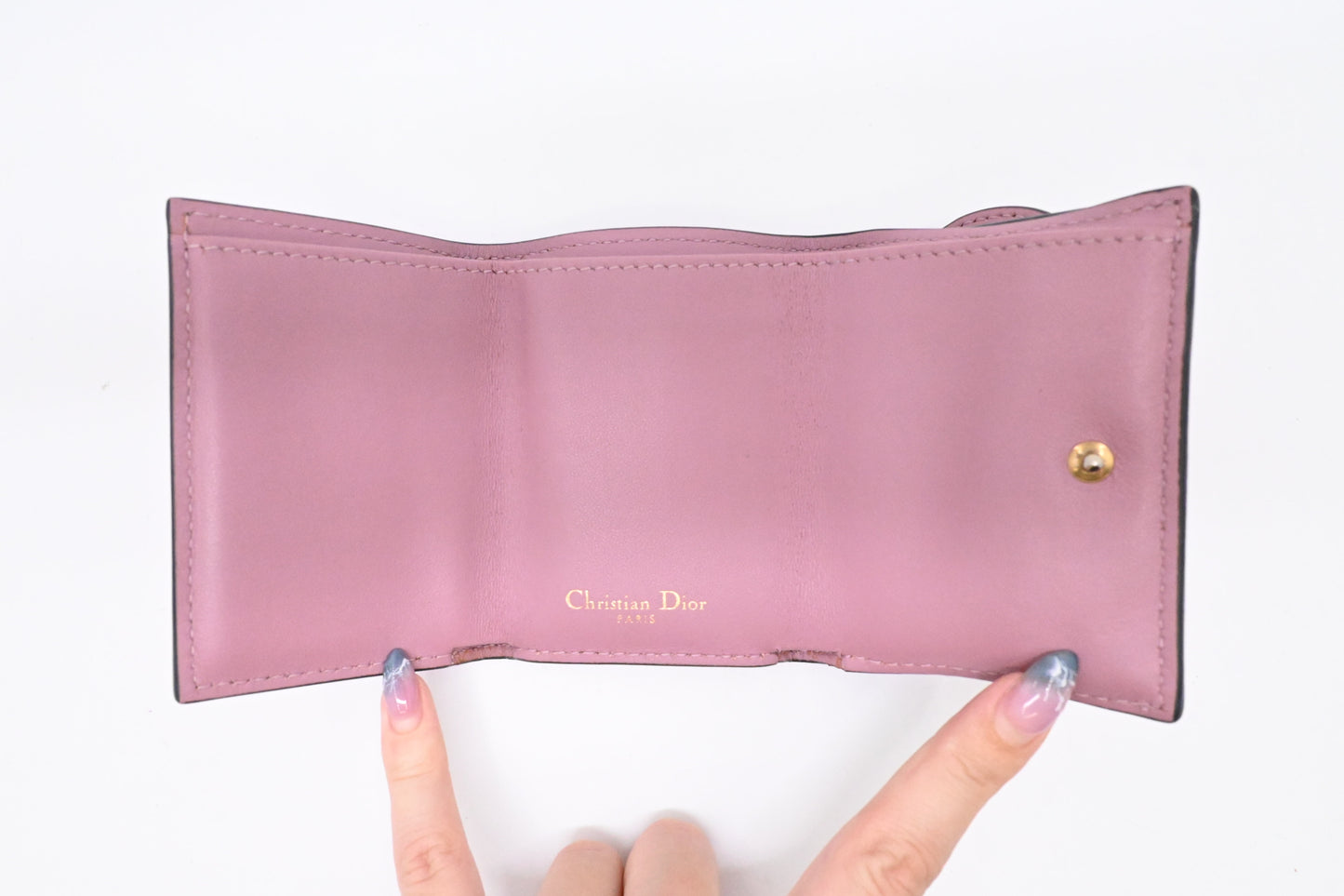 Dior Saddle Compact Wallet in Pink Leather
