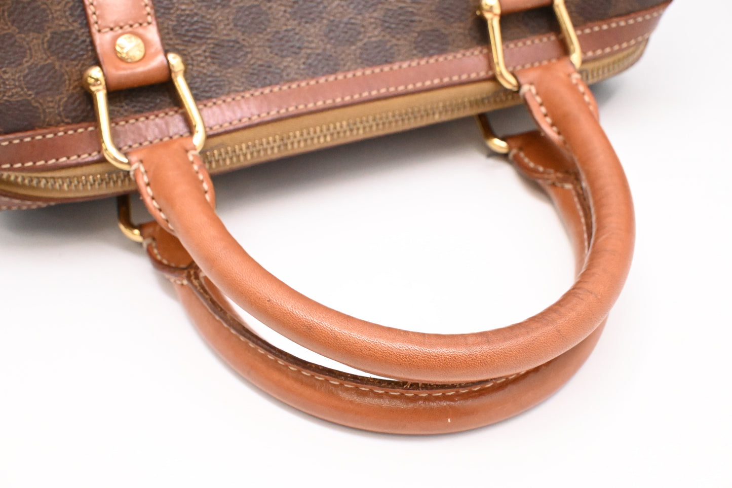 Celine Small Boston Bag in Brown Macadam Canvas