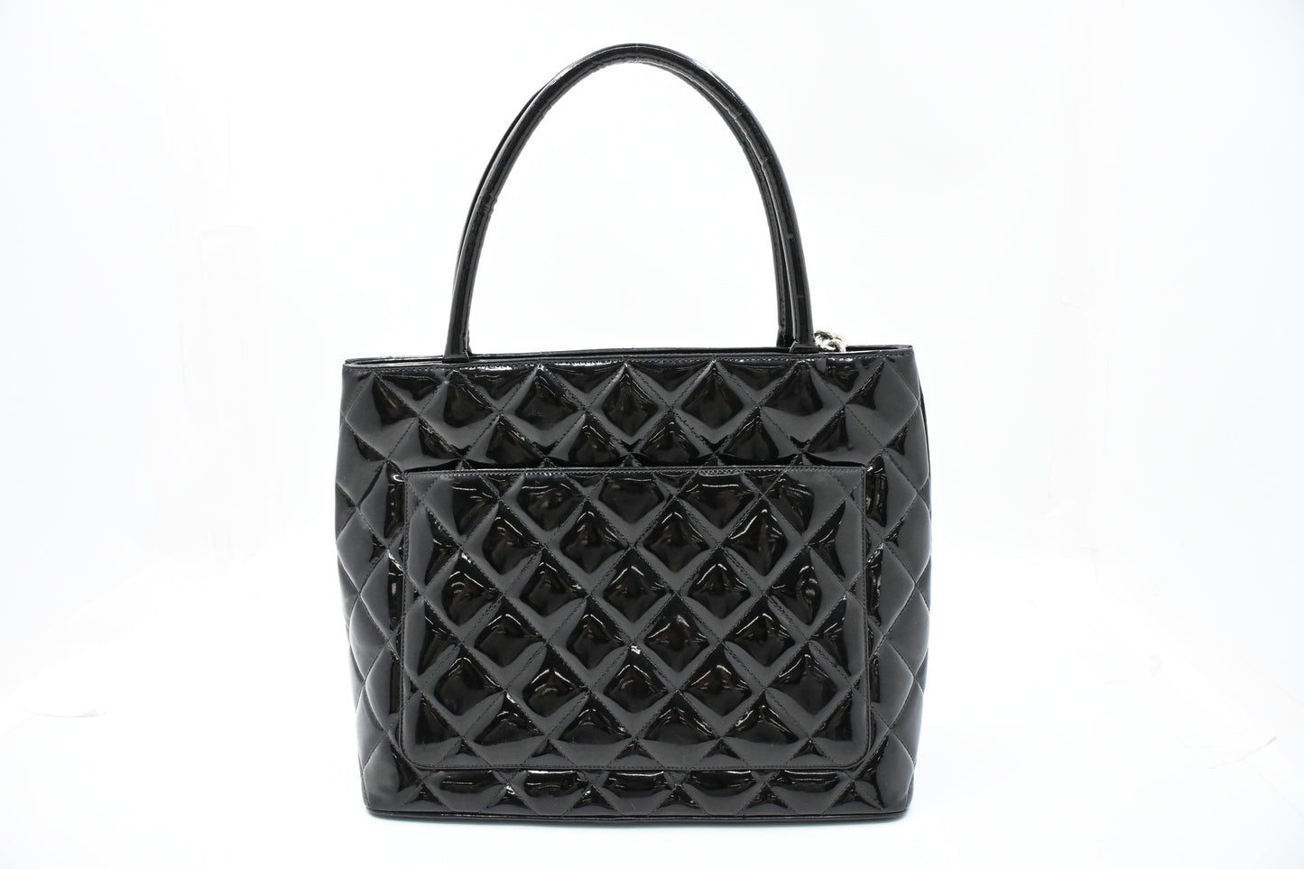Chanel Medaillon Tote in Black Matelasse Patent Leather