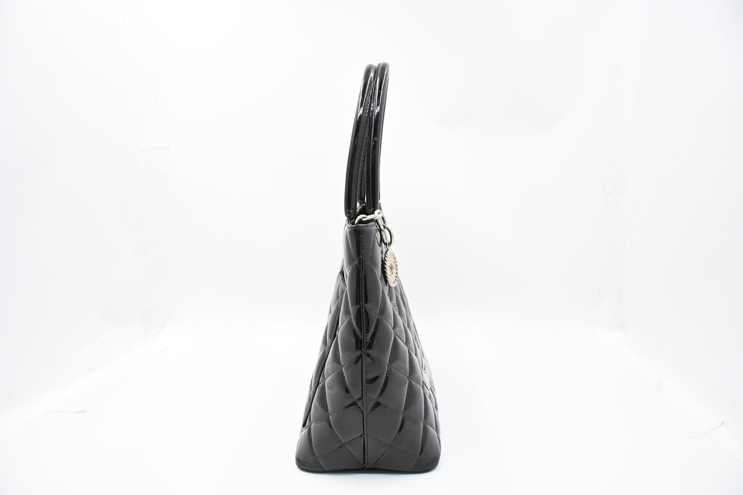 Chanel Medaillon Tote in Black Matelasse Patent Leather