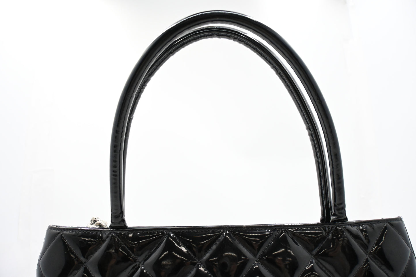 Chanel Medaillon Tote in Black Matelasse Patent Leather