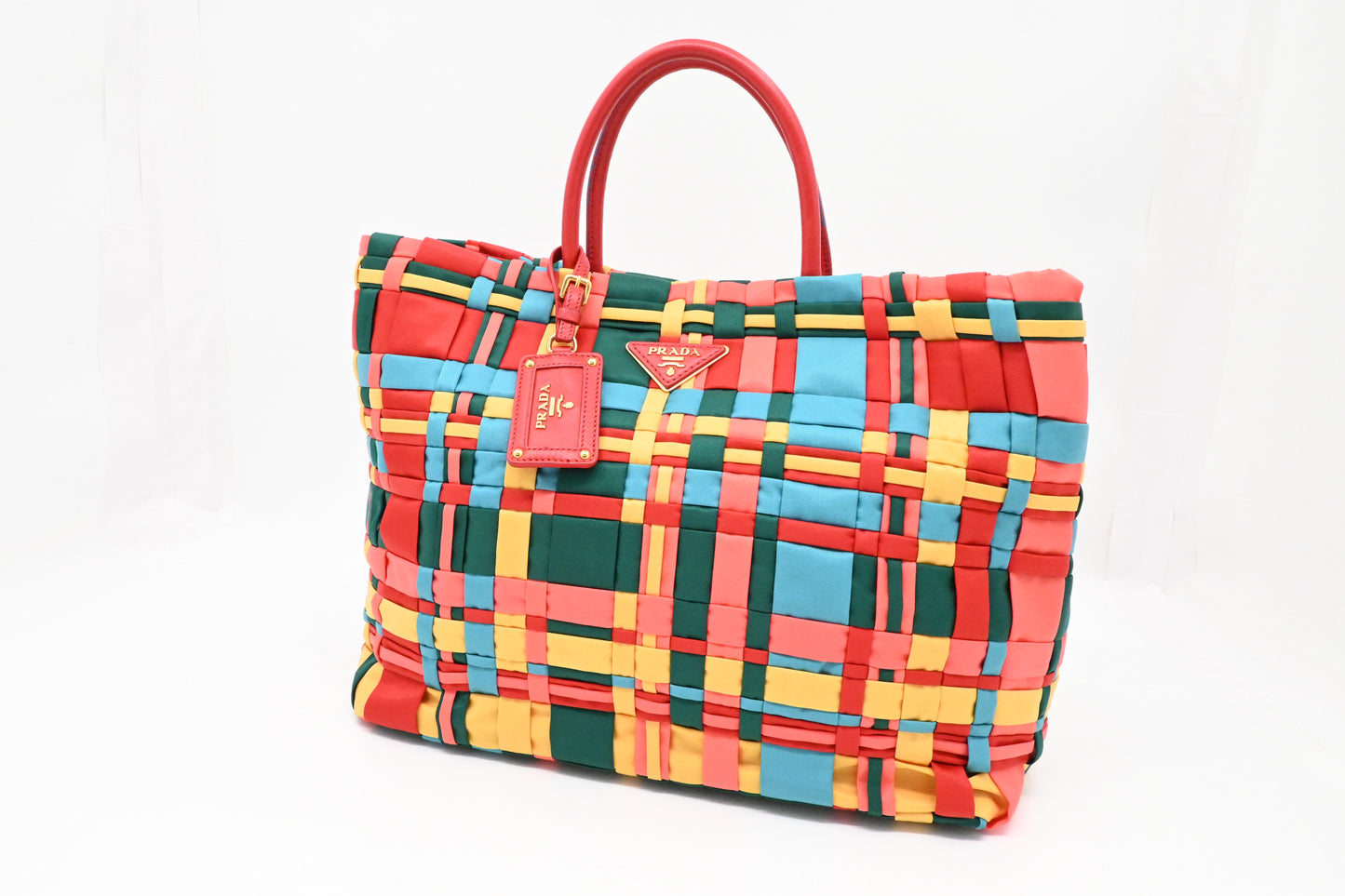 Prada Large Tote in Multicolor Weaved Nylon