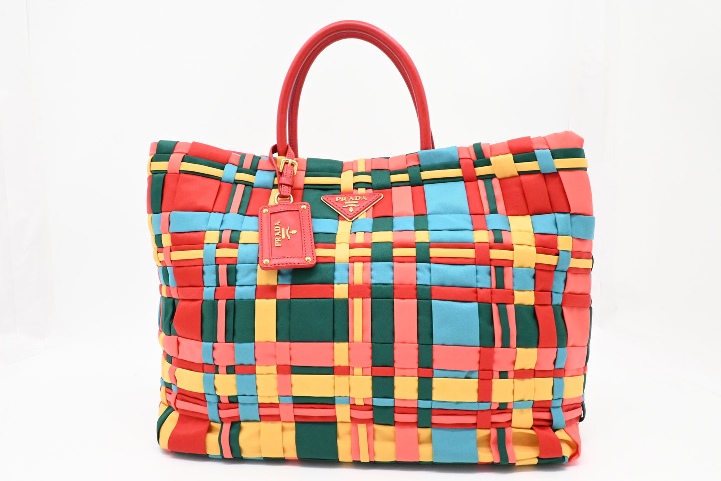 Prada Large Tote in Multicolor Weaved Nylon