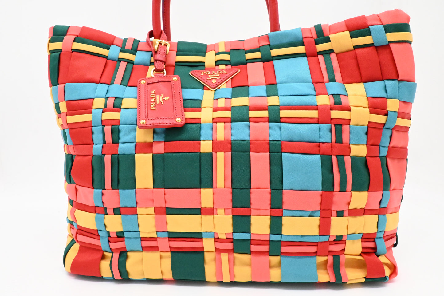 Prada Large Tote in Multicolor Weaved Nylon