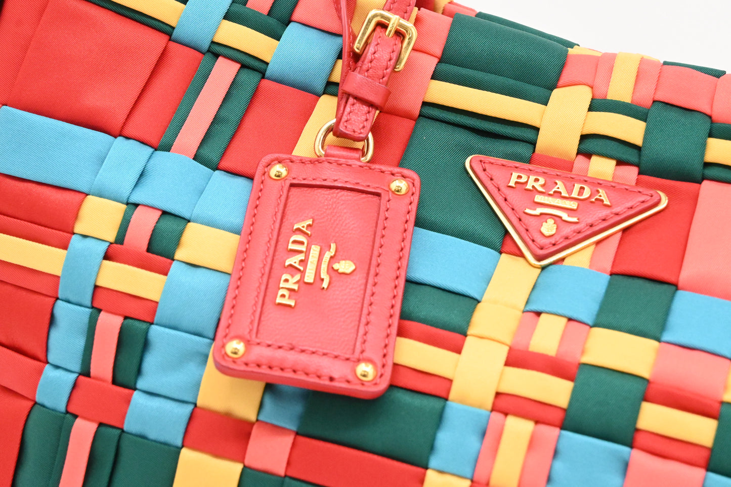 Prada Large Tote in Multicolor Weaved Nylon
