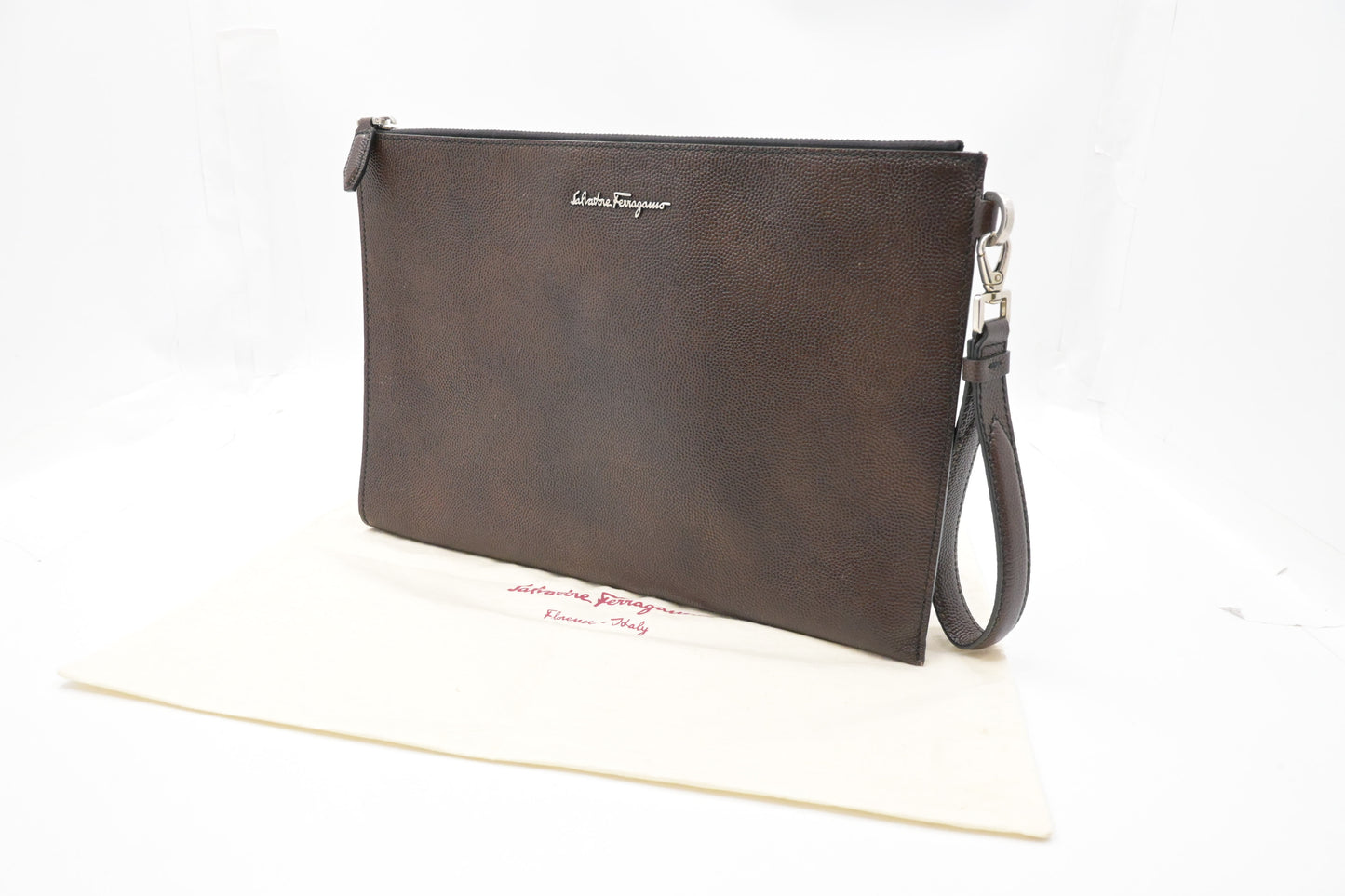 Ferragamo Clutch in Brown Leather