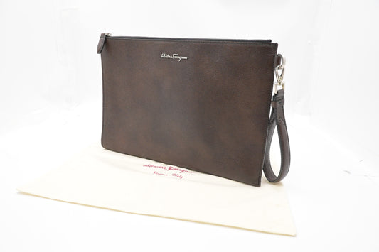 Ferragamo Clutch in Brown Leather