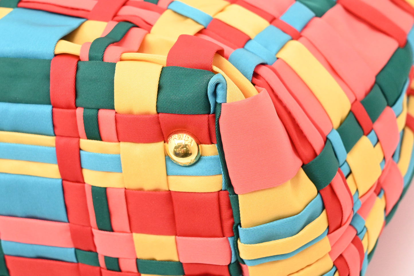 Prada Large Tote in Multicolor Weaved Nylon