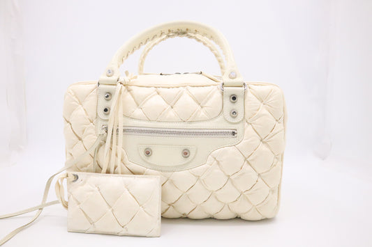 Balenciaga City Tote in Cream Quilted Leather
