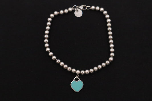 Tiffany & Co. Heart Tag Bead Bracelet in Sterling Silver