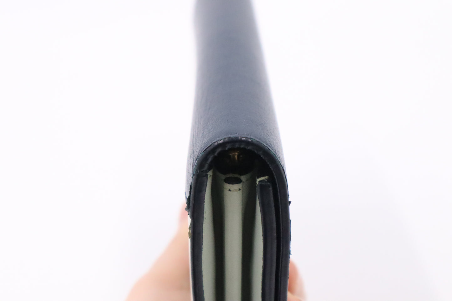 Celine Long Wallet in Navy and Mint Green Leather