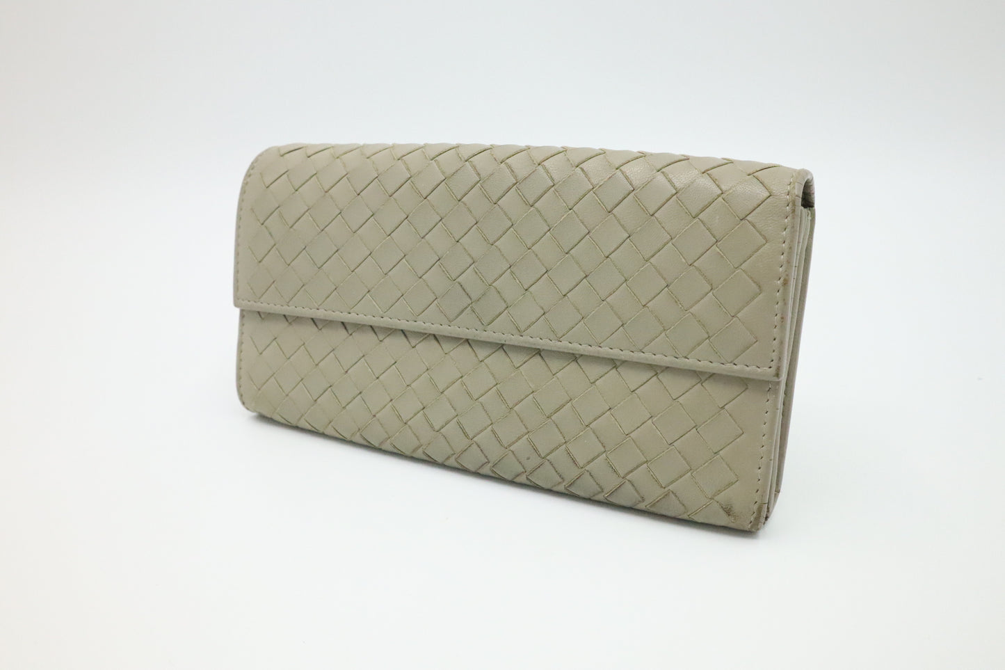 Bottega Long Wallet in Grey Intrecciato Leather