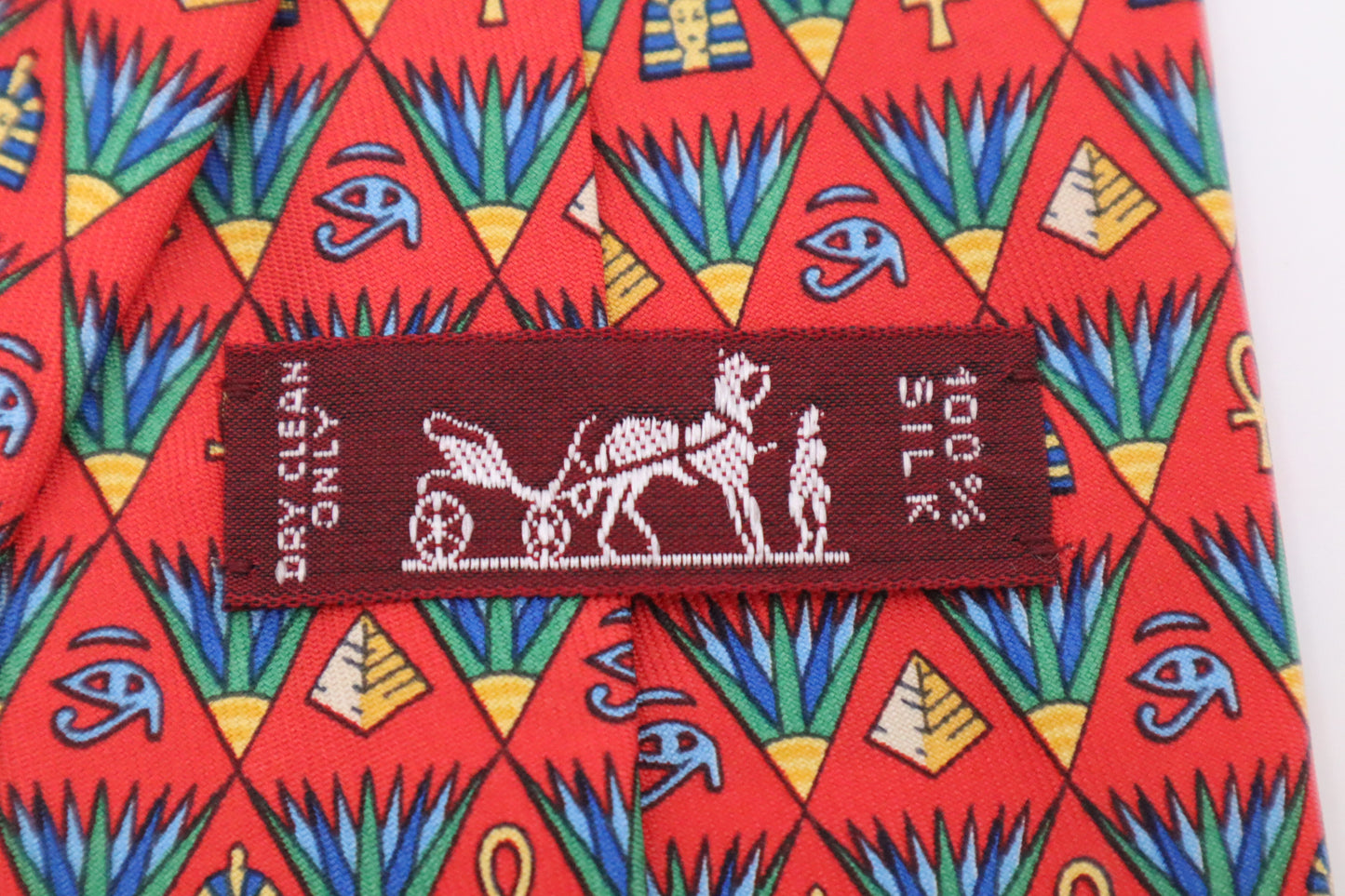 Hermès Egypt Tie in Red Silk