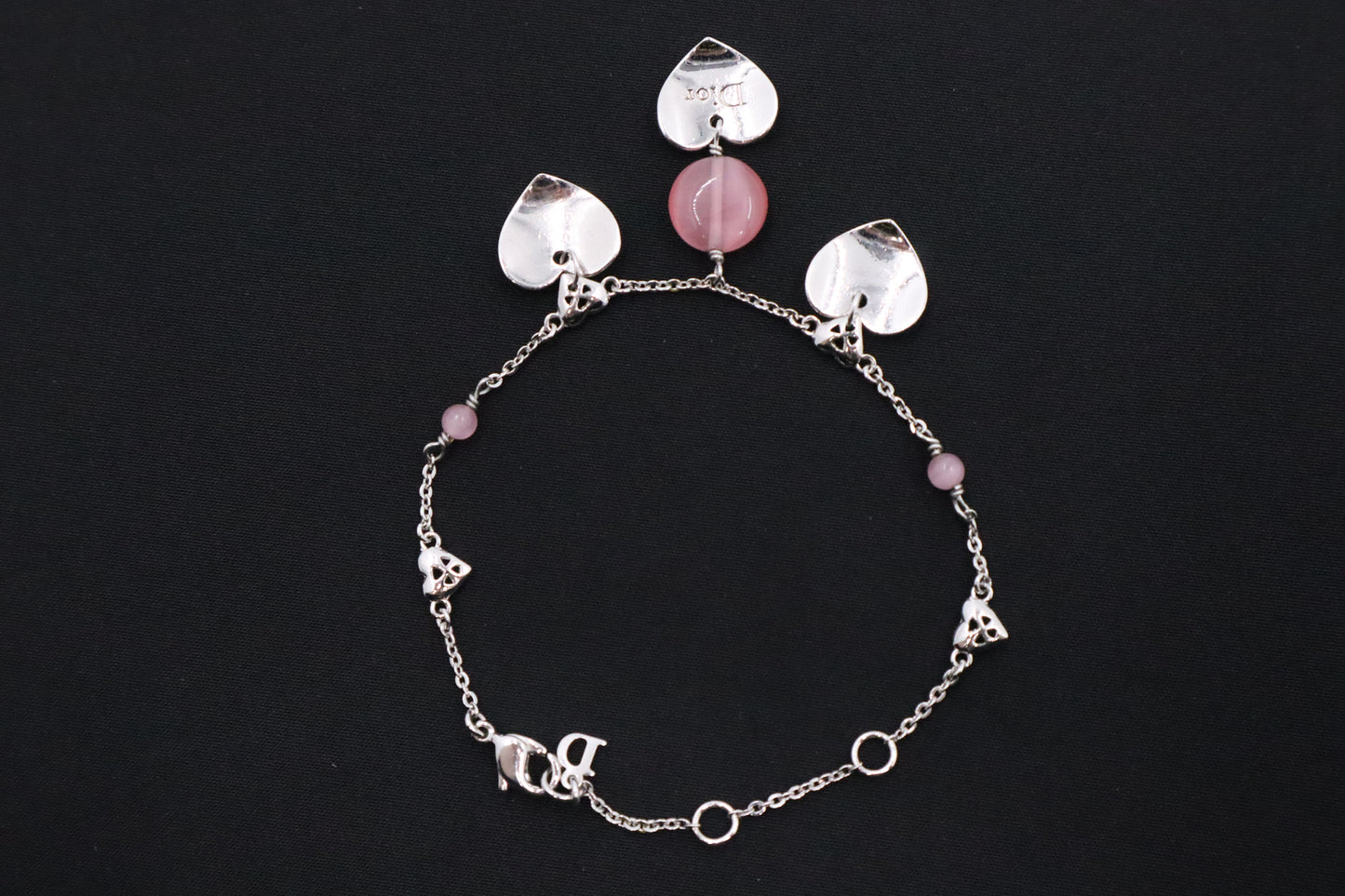 Dior Heart Bracelet with Pink Beads