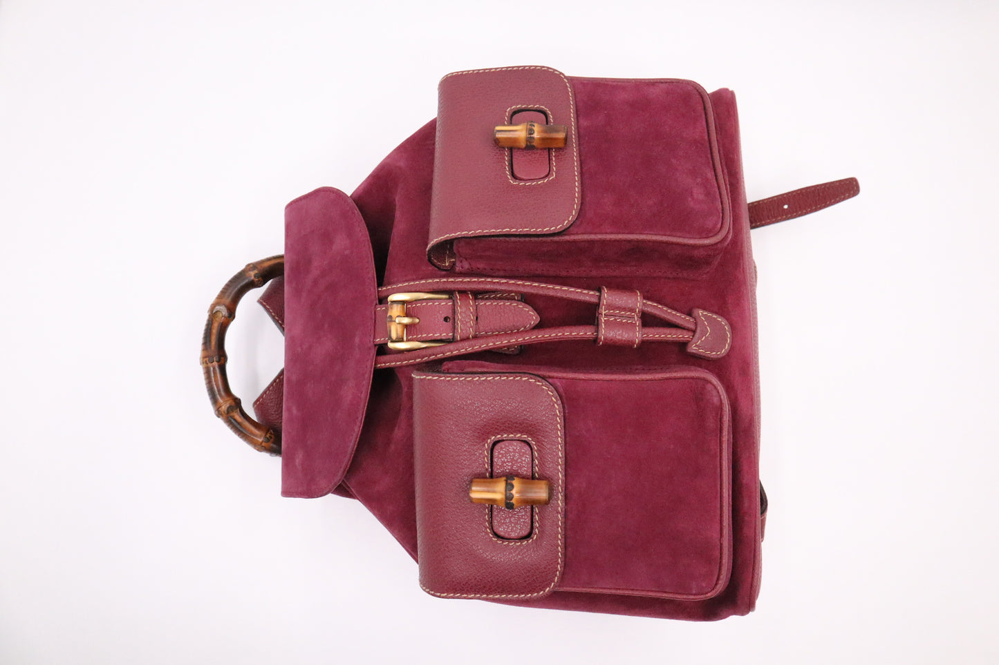 Gucci Bamboo Backpack in Purple Suede