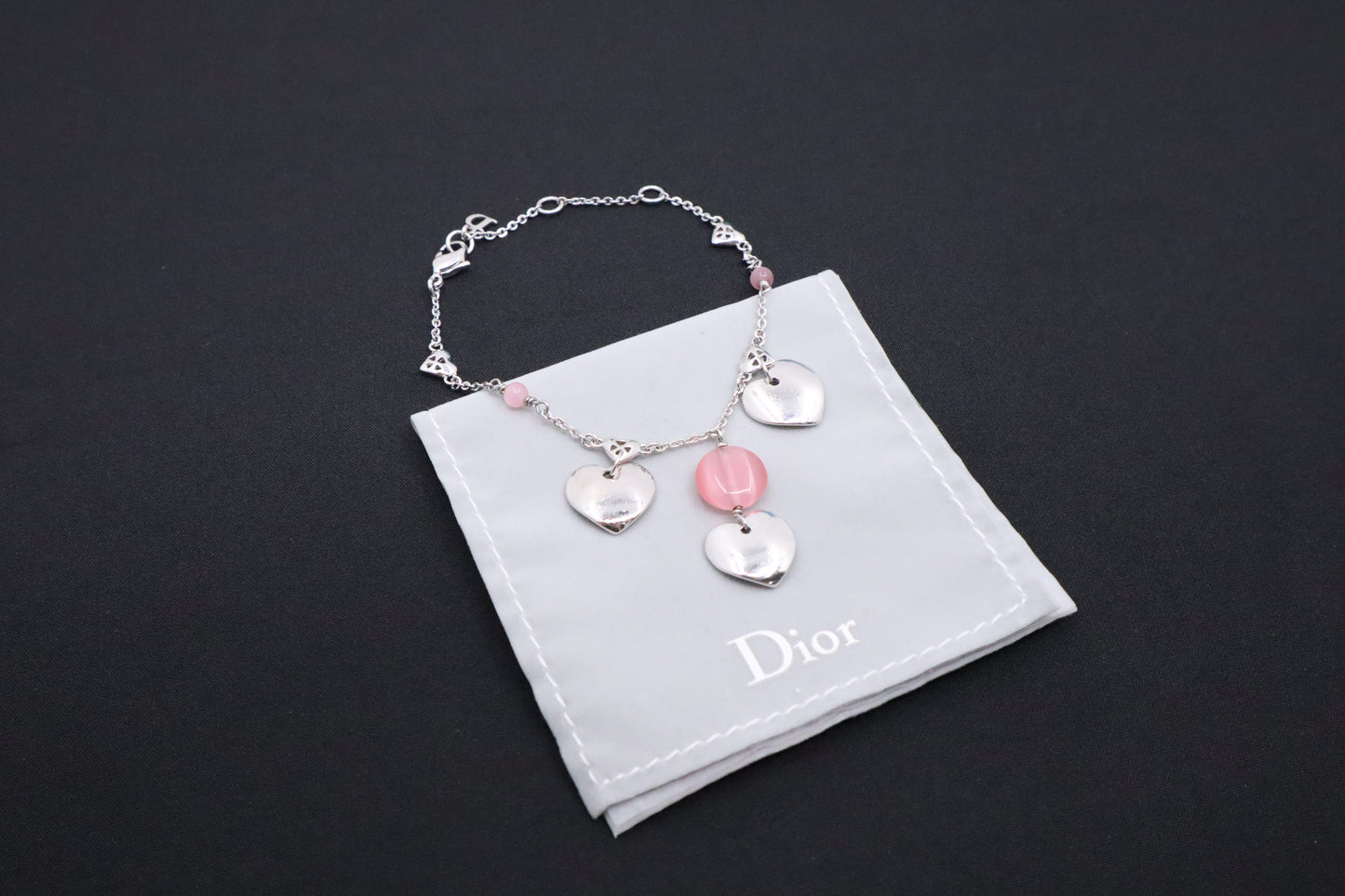 Dior Heart Bracelet with Pink Beads