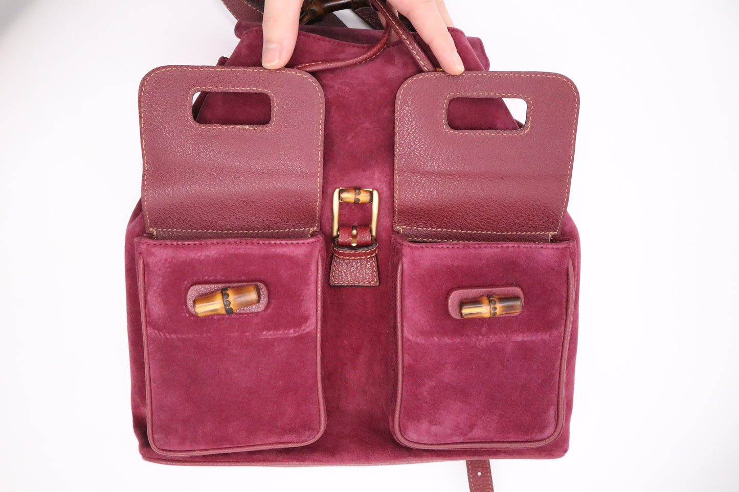 Gucci Bamboo Backpack in Purple Suede