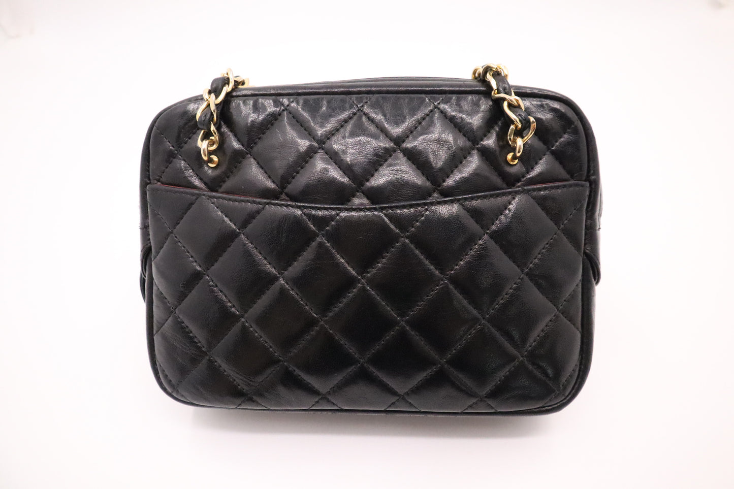 Chanel Camera Bag in Black Mattelasse Lambskin Leather