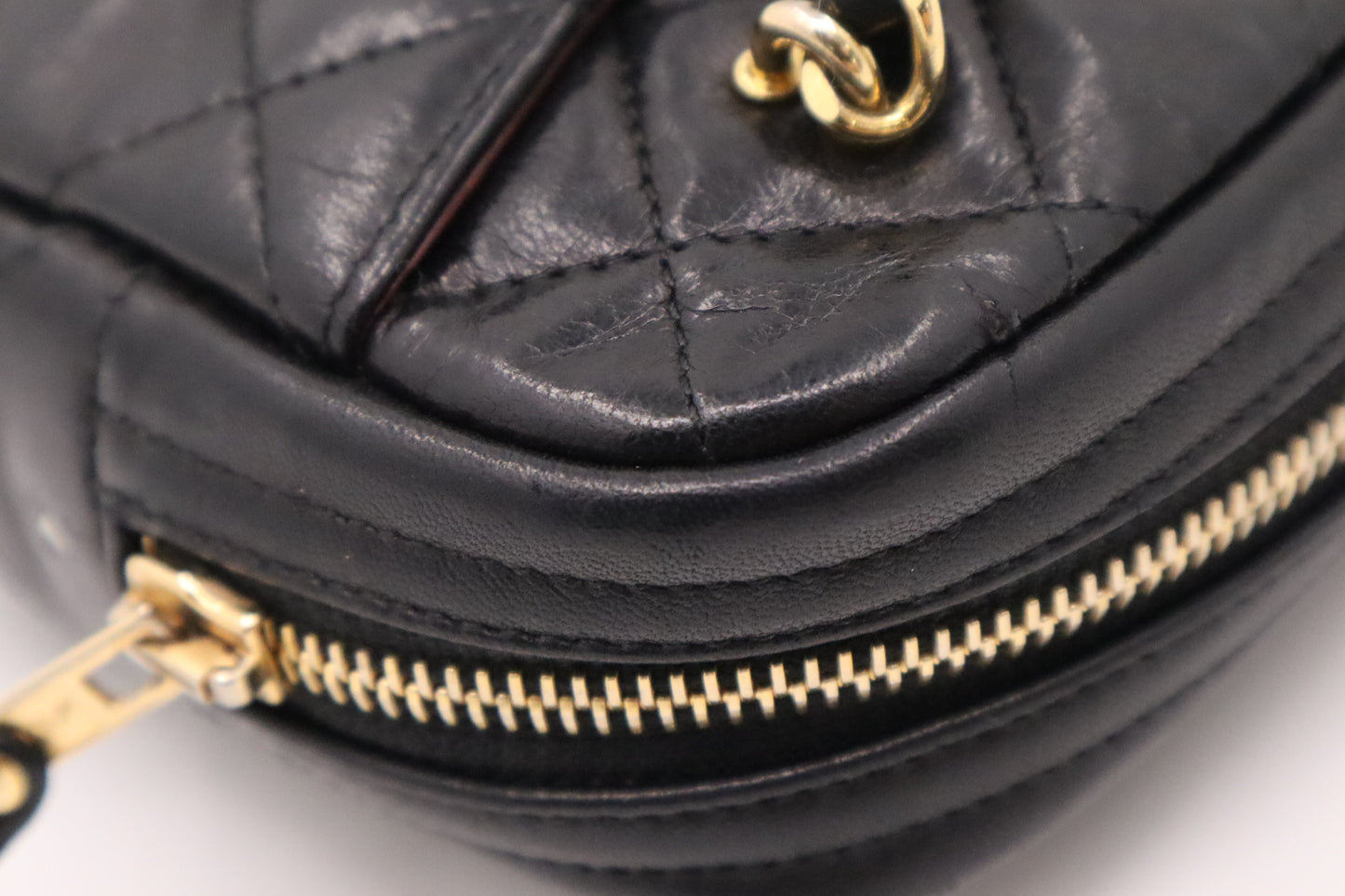 Chanel Camera Bag in Black Mattelasse Lambskin Leather