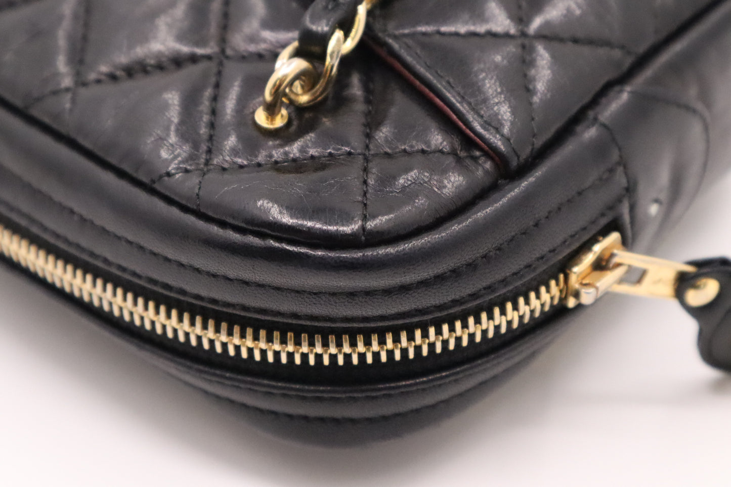 Chanel Camera Bag in Black Mattelasse Lambskin Leather