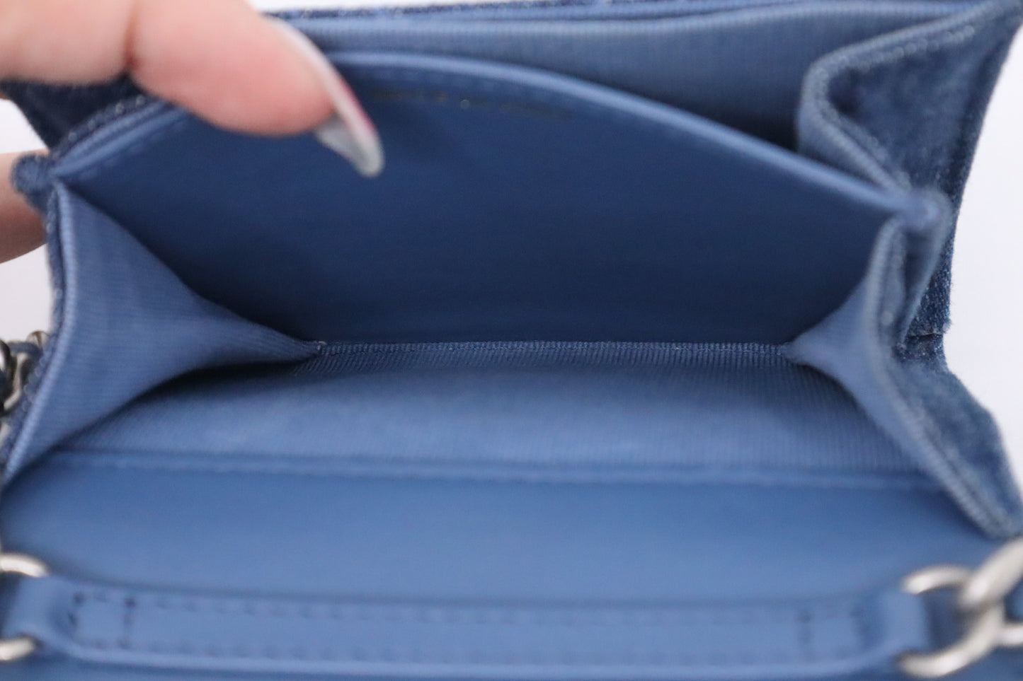 Chanel 19 Card Case on Chain in Denim Canvas