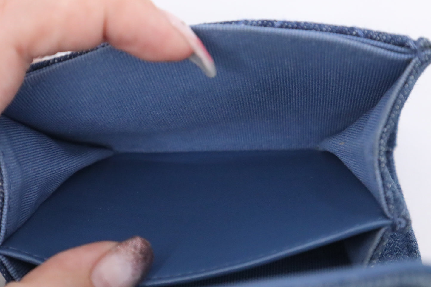Chanel 19 Card Case on Chain in Denim Canvas