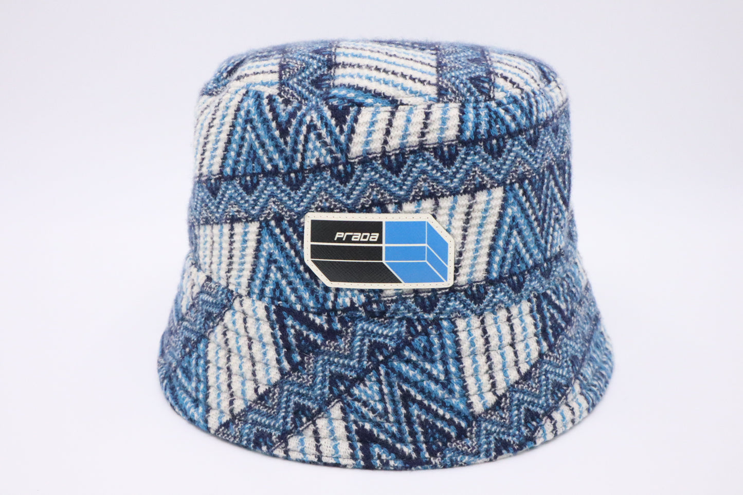 Prada Bucket Hat in Blue Wool & Cashmere