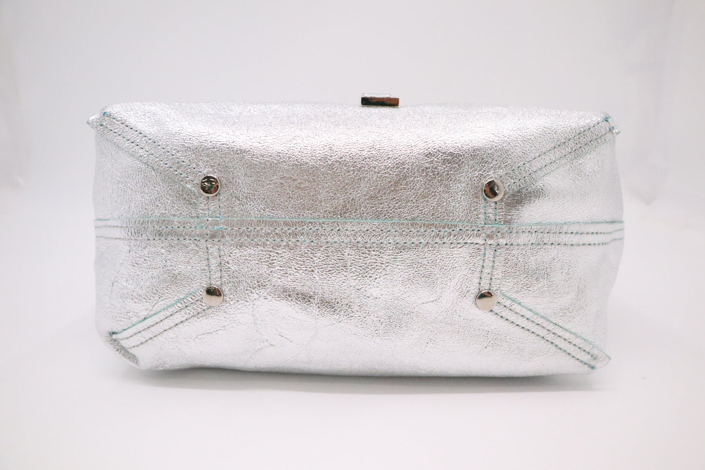 Tiffany & Co. Small Tote Bag in Silver & Blue Leather