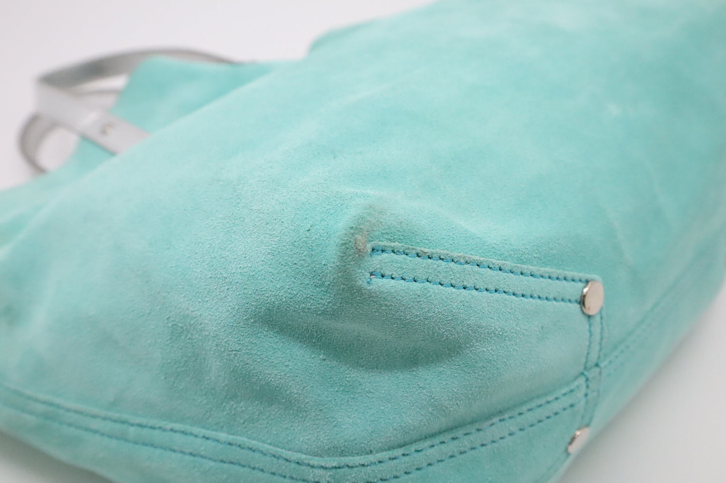 Tiffany & Co. Small Tote Bag in Silver & Blue Leather