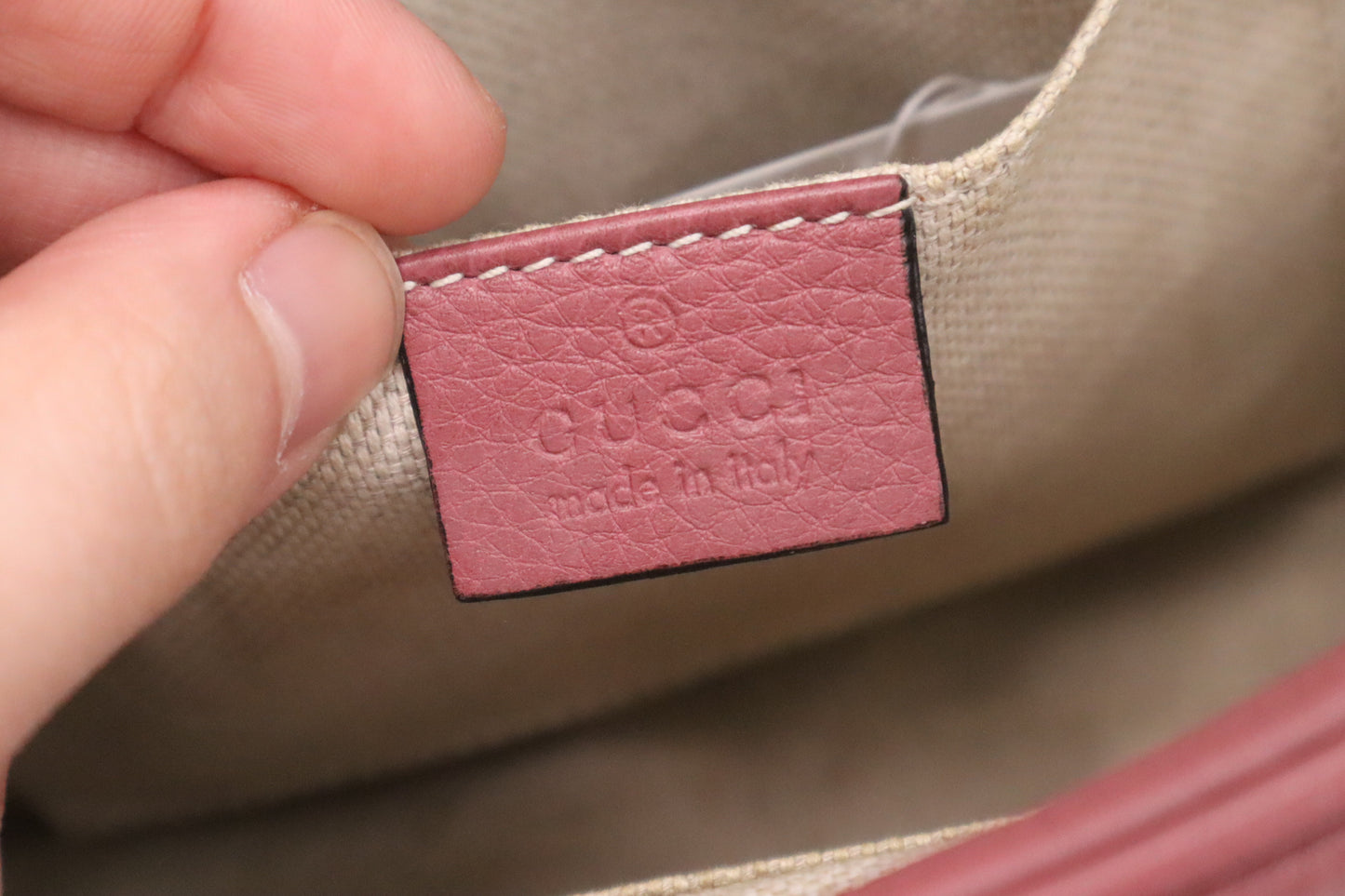 Gucci Soho Disco Crossbody in Blush Pink Leather