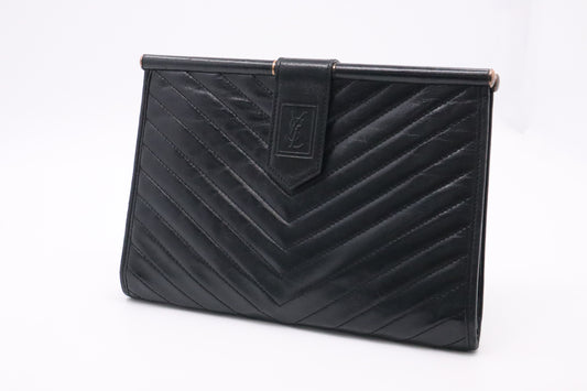 YSL Saint Laurent Clutch in Black Leather