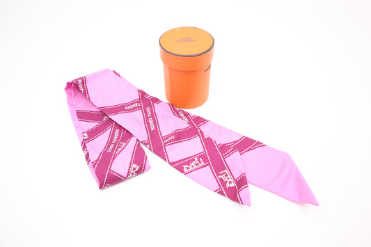 Hermes Bolduc Twilly in Pink Silk