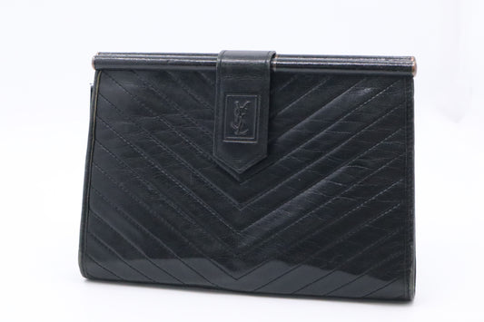 YSL Saint Laurent Clutch in Black Leather