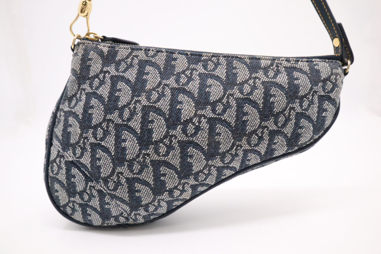 Dior Saddle Pochette in Navy Blue Oblique Canvas