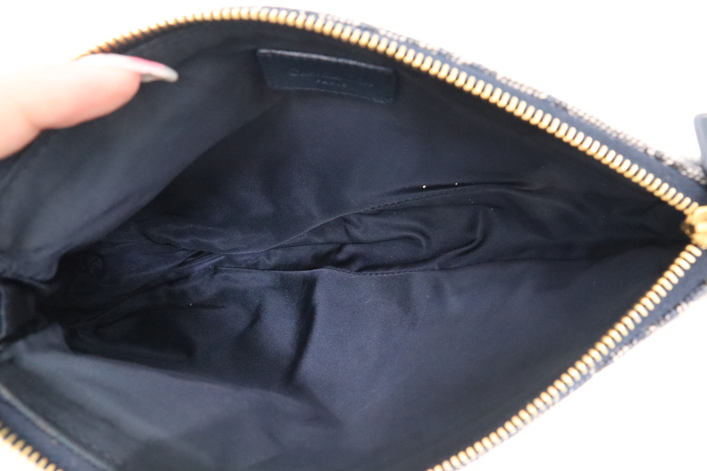 Dior Saddle Pochette in Navy Blue Oblique Canvas