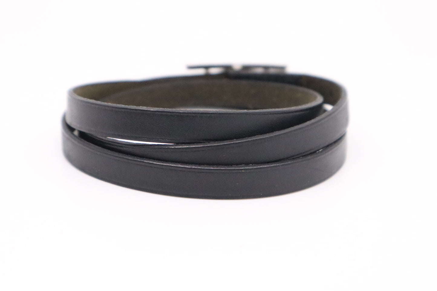 Hermes Double Tour Bracelet in Black Leather