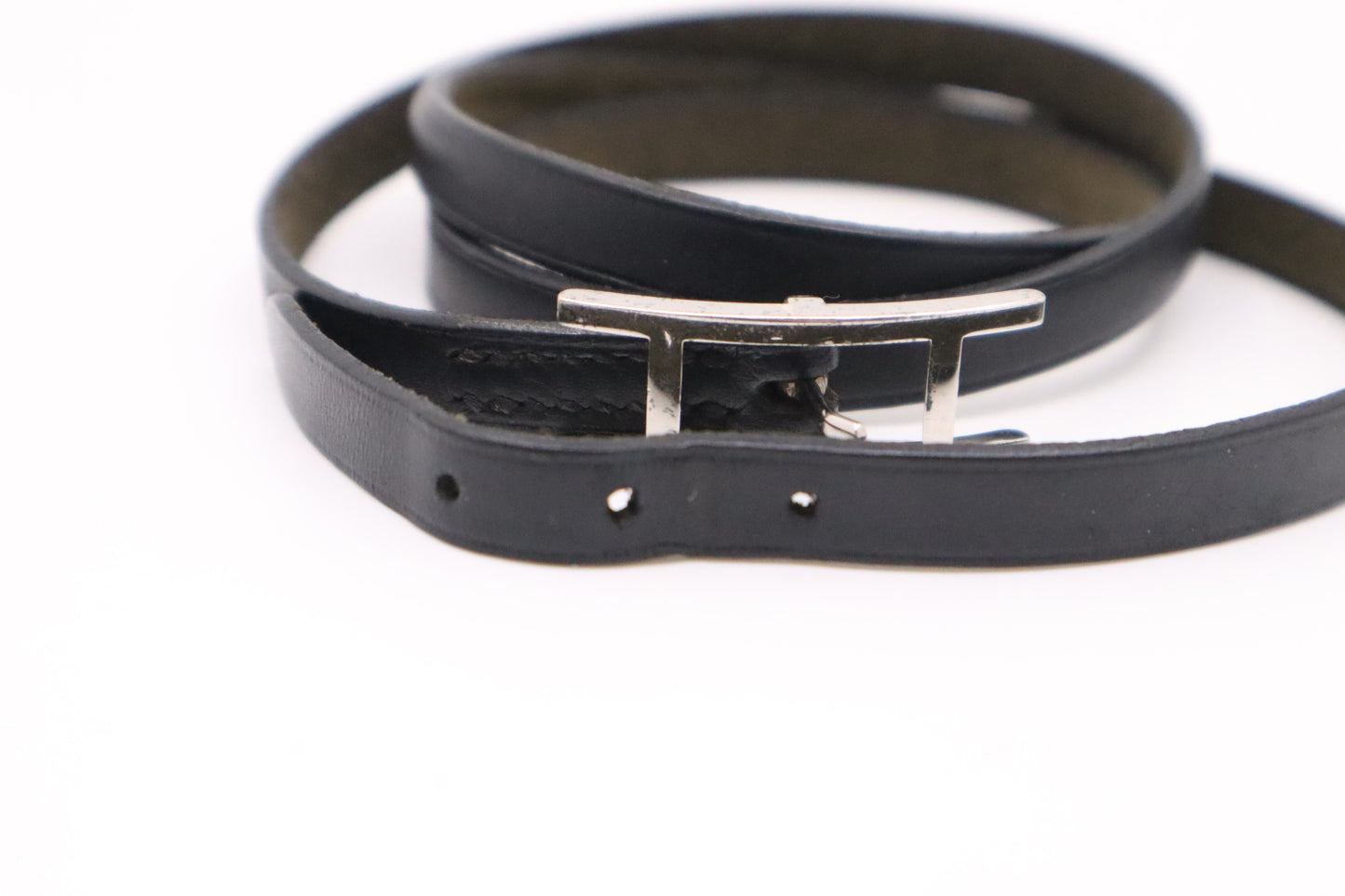 Hermes Double Tour Bracelet in Black Leather