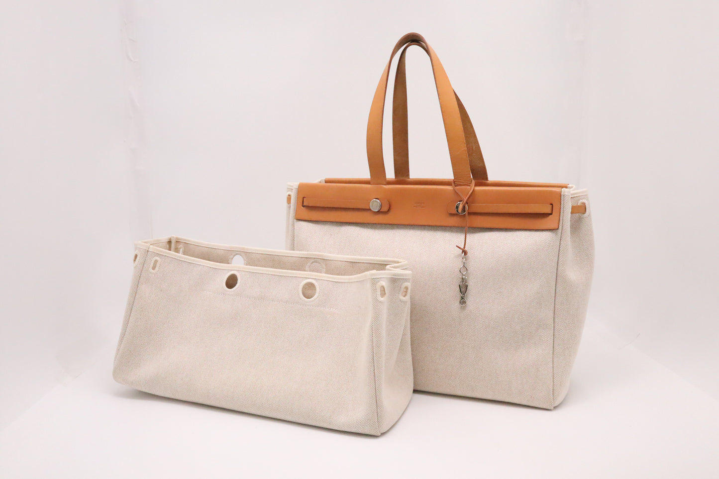 Hermes Herbag Cabas in White Canvas
