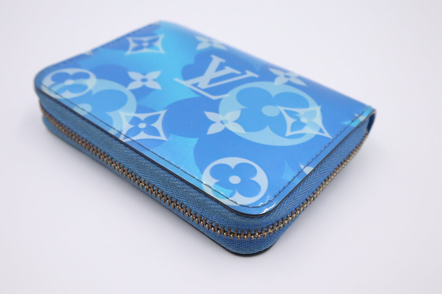 Louis Vuitton Valentine Compact Zippy Wallet in Blue Vernis Leather