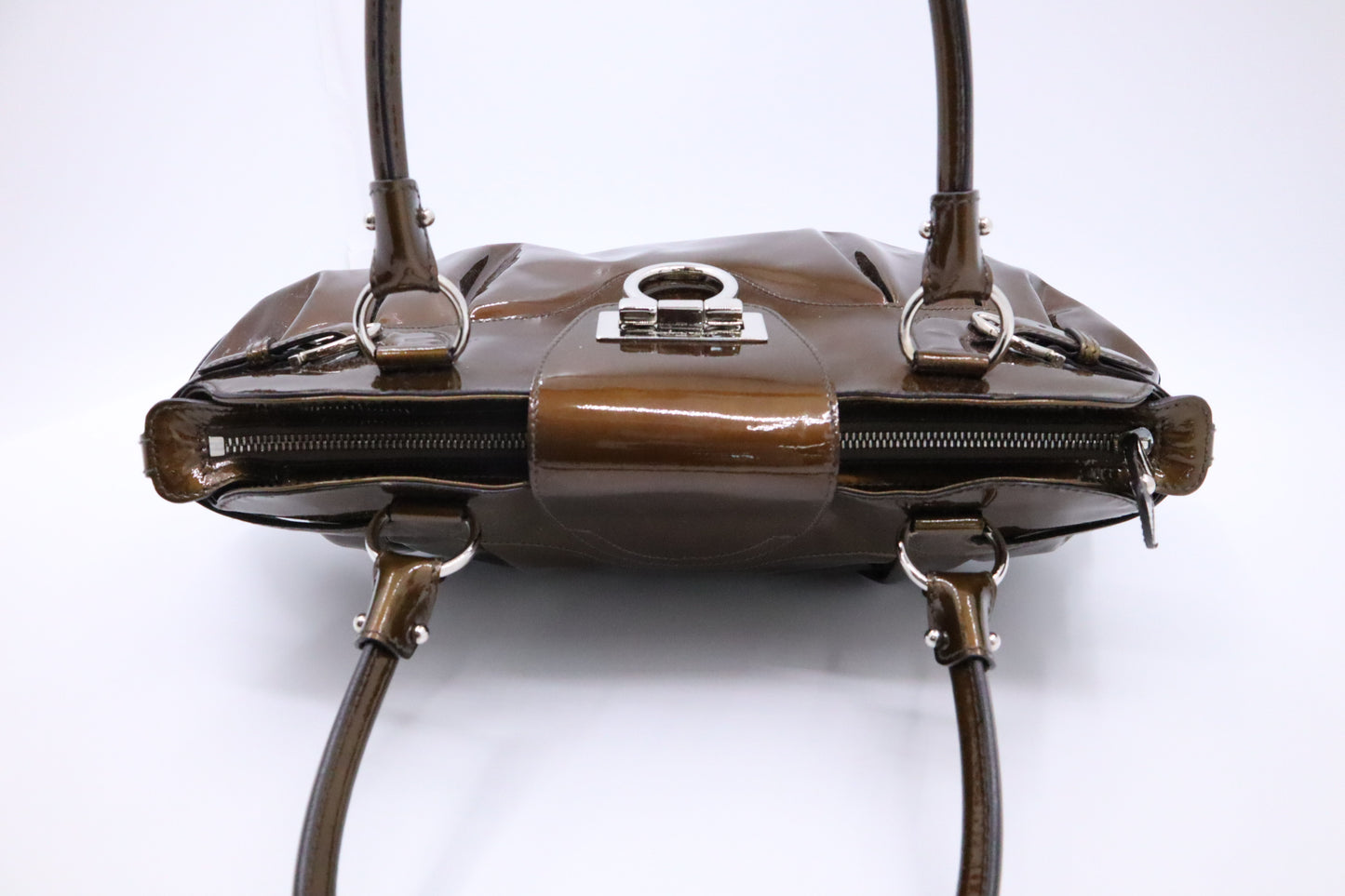 Ferragamo Marisa Handbag in Bronze Patent Leather