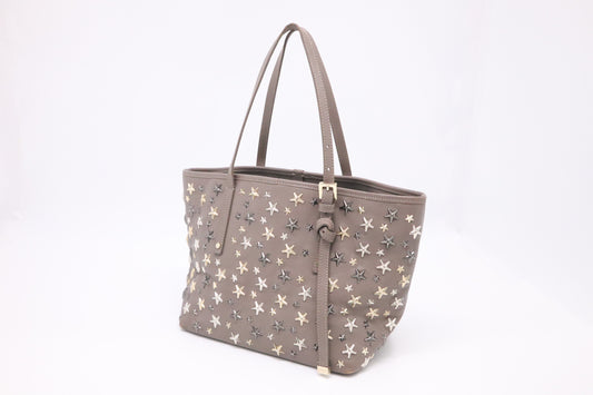 Jimmy Choo Small Sasha Tote in Grey Star-Studded Leather
