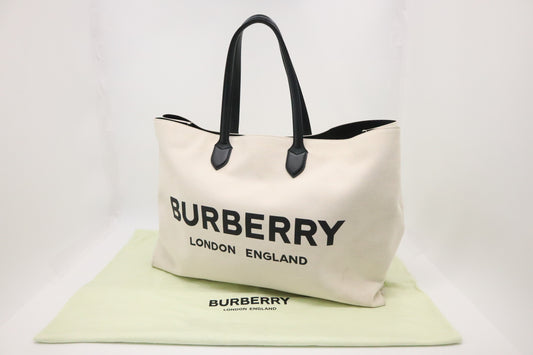 Burberry Large Tote in White Canvas