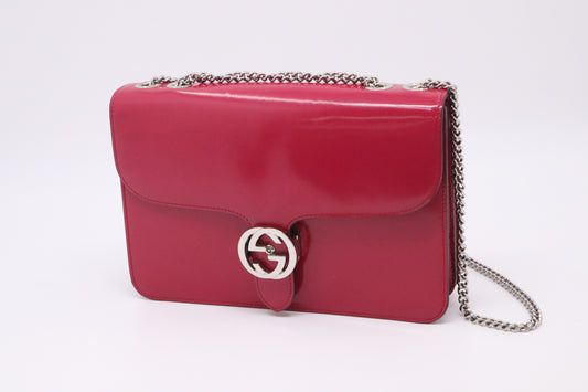 Gucci  Petunia Shoulder Bag in Fuchsia Patent Leather