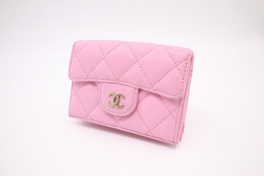 Chanel Compact Wallet in Pink Caviar Leather